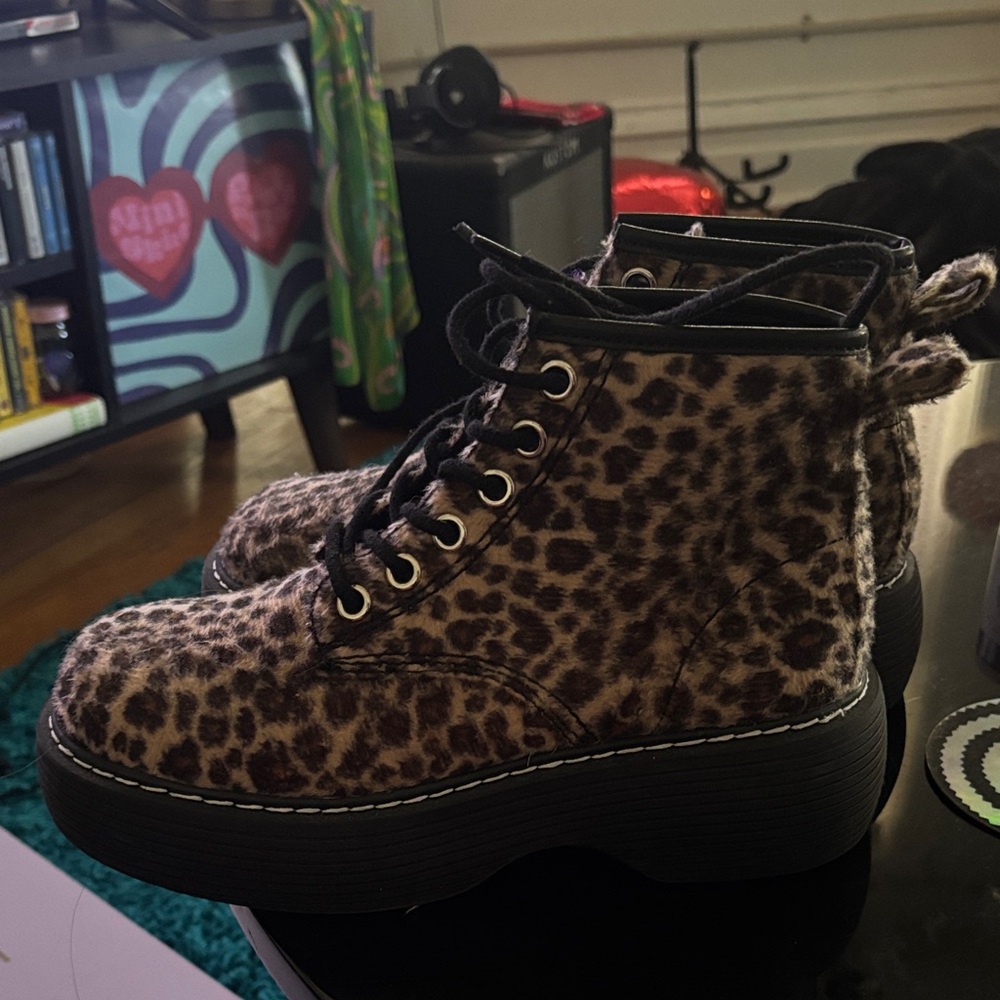 Dolls Kill Leopard Print Platform Boots